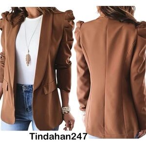 Brown Women's Lapel Jacket Size‎ Large